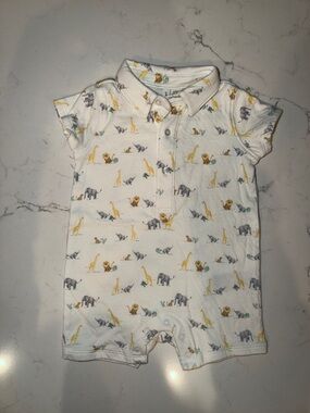 Janie and Jack White Safari Animal Polo One-Piece